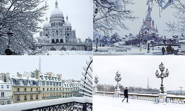 Salju Tebal Ubah Paris jadi lebih Menarik